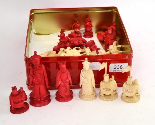 Quantity Chinese stained ivory chess pieces etc