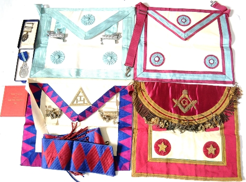 A Quantity of Masonic Regalia, comprising:- a Grand Lodge of Scotland Master Mason apron no.4; a