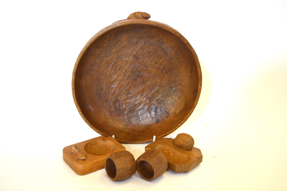 A Colin ``Beaverman`` Almack Oak Fruit Bowl, with carved beaver signature to the exterior, 24cm; A