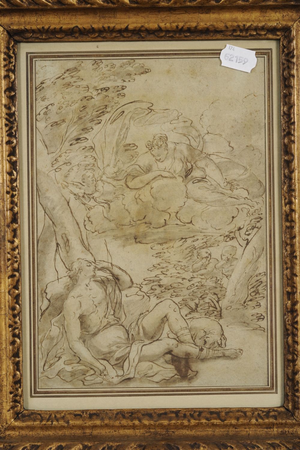 Italian (circa 1700) Diana and Endymion Pen and ink, together with a sanguine drawing depicting the