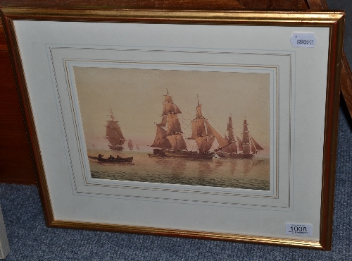 William Joy (1803-1867) ``Schooner in a Calm Sea``, watercolour, 18.5cm by 26.5cm  Provenance: J.