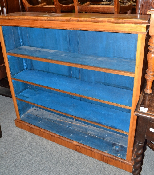 A Victorian walnut and painted dwarf bookcase, 12cm wide