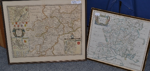 After Christopher Saxton, a country map of Bedford, Comitatus olim pars Cathifvclanorvm, signed