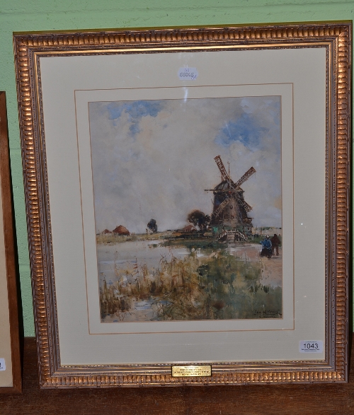Frank Henry Algernon Mason RI, RBA, (1876-1965)  ``N (North)  Holland``- Figures before a windmill,