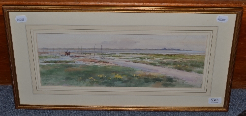 Frank Watson Wood (1862-1953) The causeway going over to Holy Island, Lindisfarne, signed,