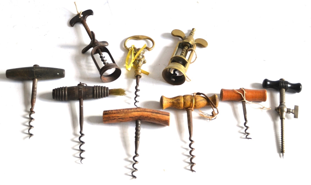 Nine Corkscrews six of standard form, two open frame and one open handle