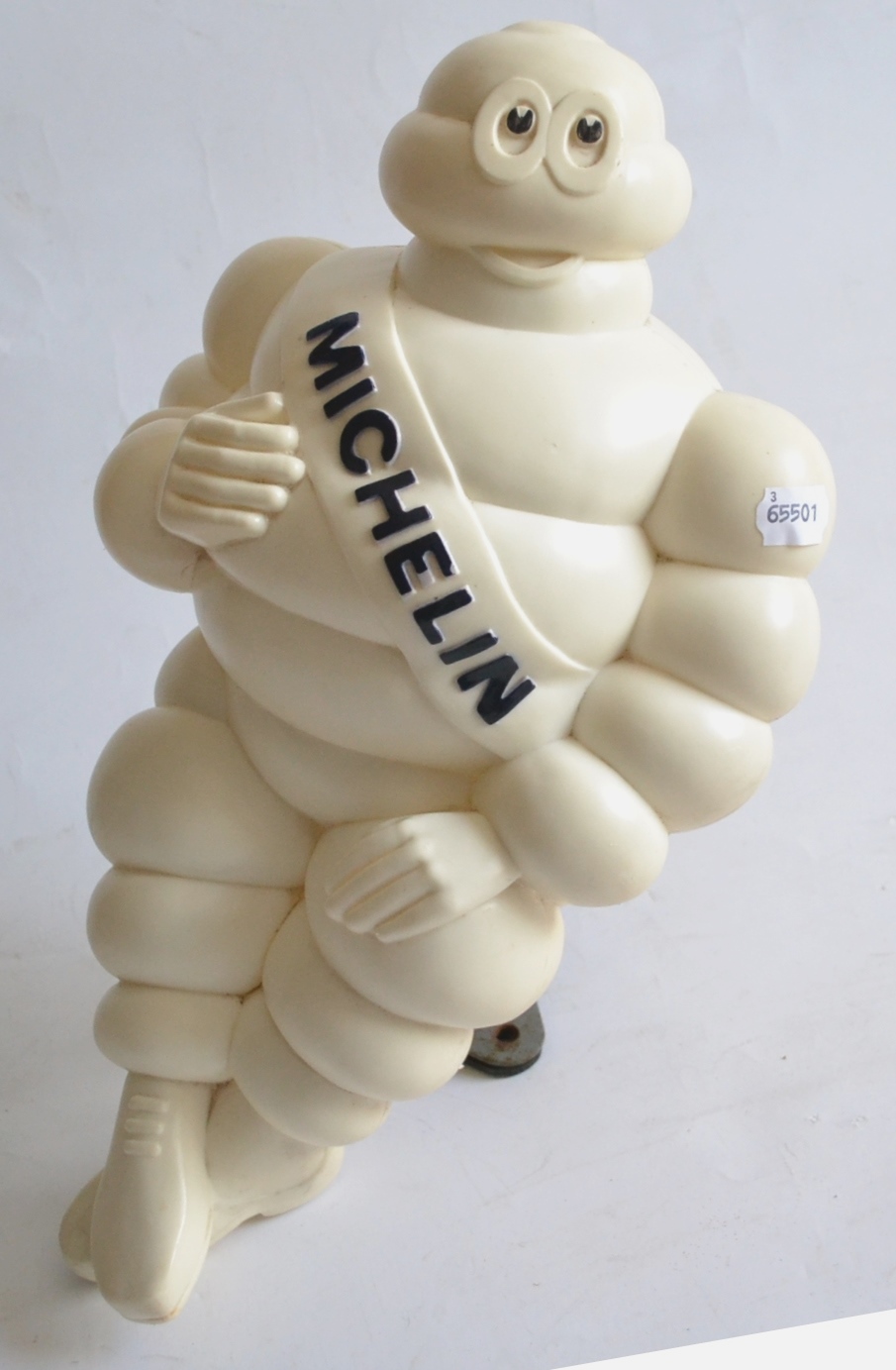 Michelin Man Advertising Figure in white plastic with Michelin in black across chest, mounted on