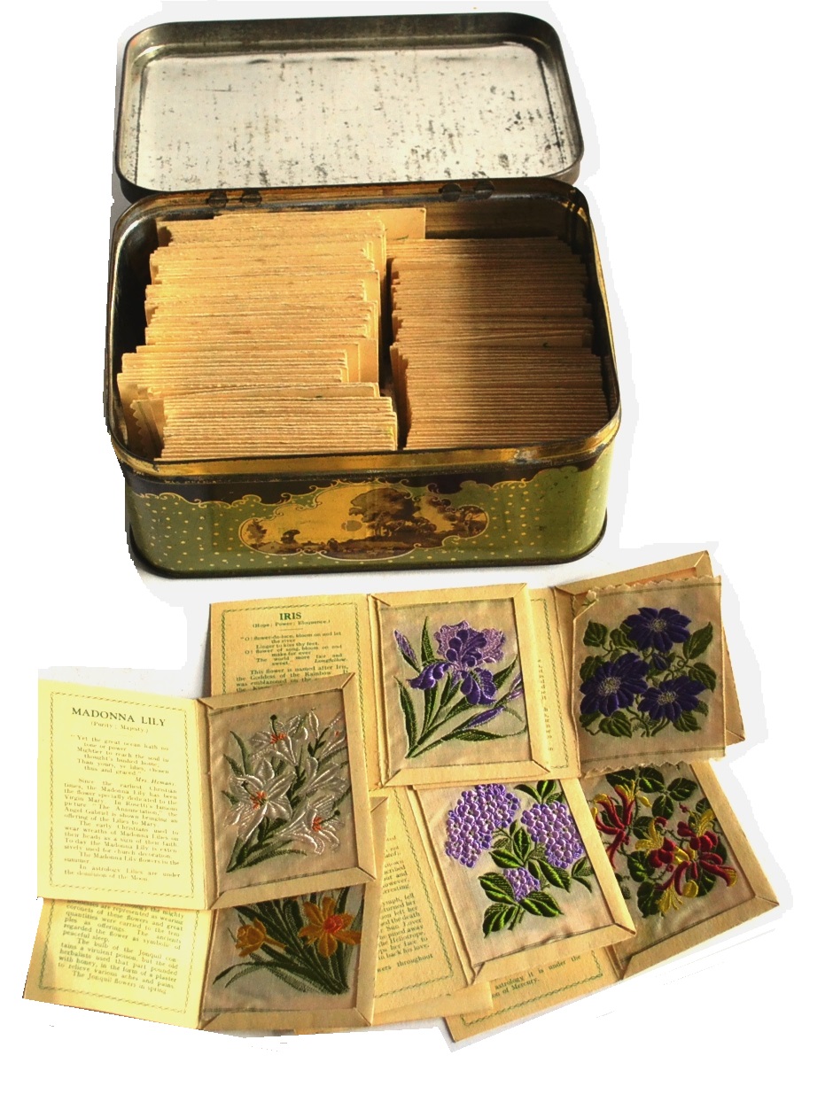 Kensitas Flowers First Series Silk Woven Cigarette Cards consisting of 74 large and 73 small