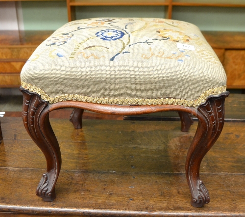 Victorian dressing stool with needlework seat