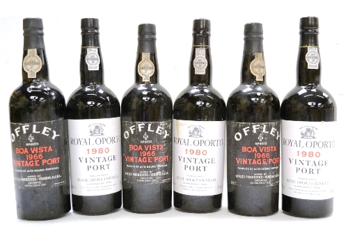 Offley Boa Vista 1966, vintage port (x3); Royal Oparto 1980, vintage port (x3) (six bottles)