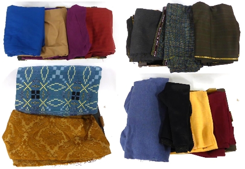 Assorted 20th Century Lengths of Suiting Fabrics and Velvets including brocades, corduroy, wool