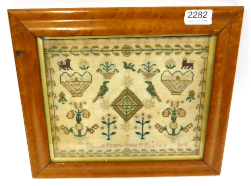 Small `Spot` Sampler Worked by Hannah Phillipo, Aged 11, November 16, 1818 worked in silk cross