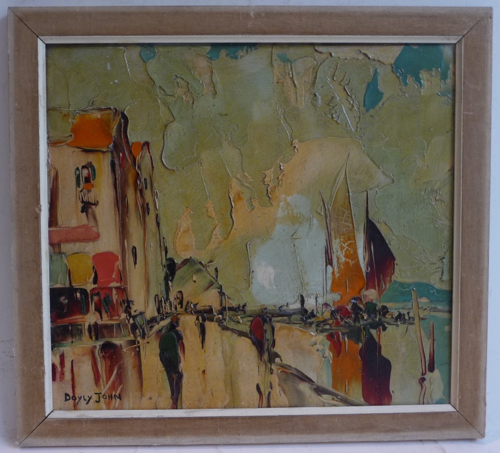 After Cecil Rochfort D'Oyly-John (1903-1993)
"Portuguese Fishing Village"
Signed, inscribed verso