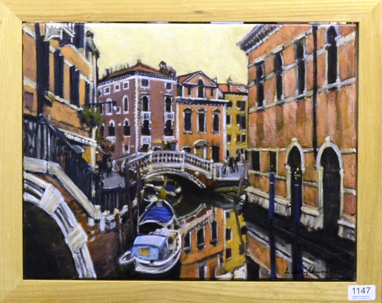 Libby Edmonds (Contemporary)
Venetian canal scene
Signed, oil on canvas, 35.5cm by 46cm