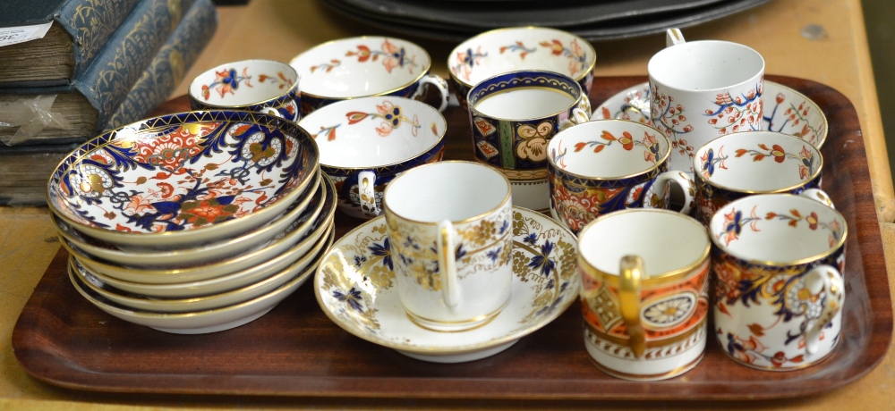 Tray of 19th century coffee cans and saucers mainly Derby examples