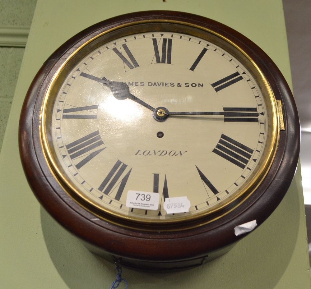 A James Davies of London mahogany cased single fusee wall clock