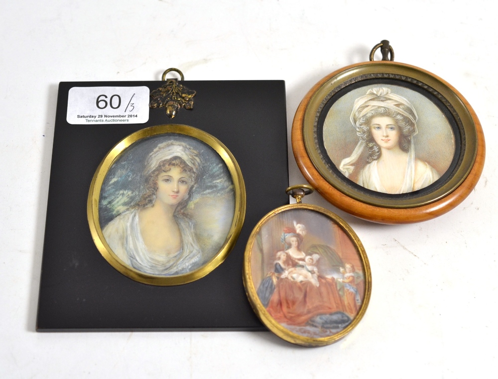 Three framed miniatures