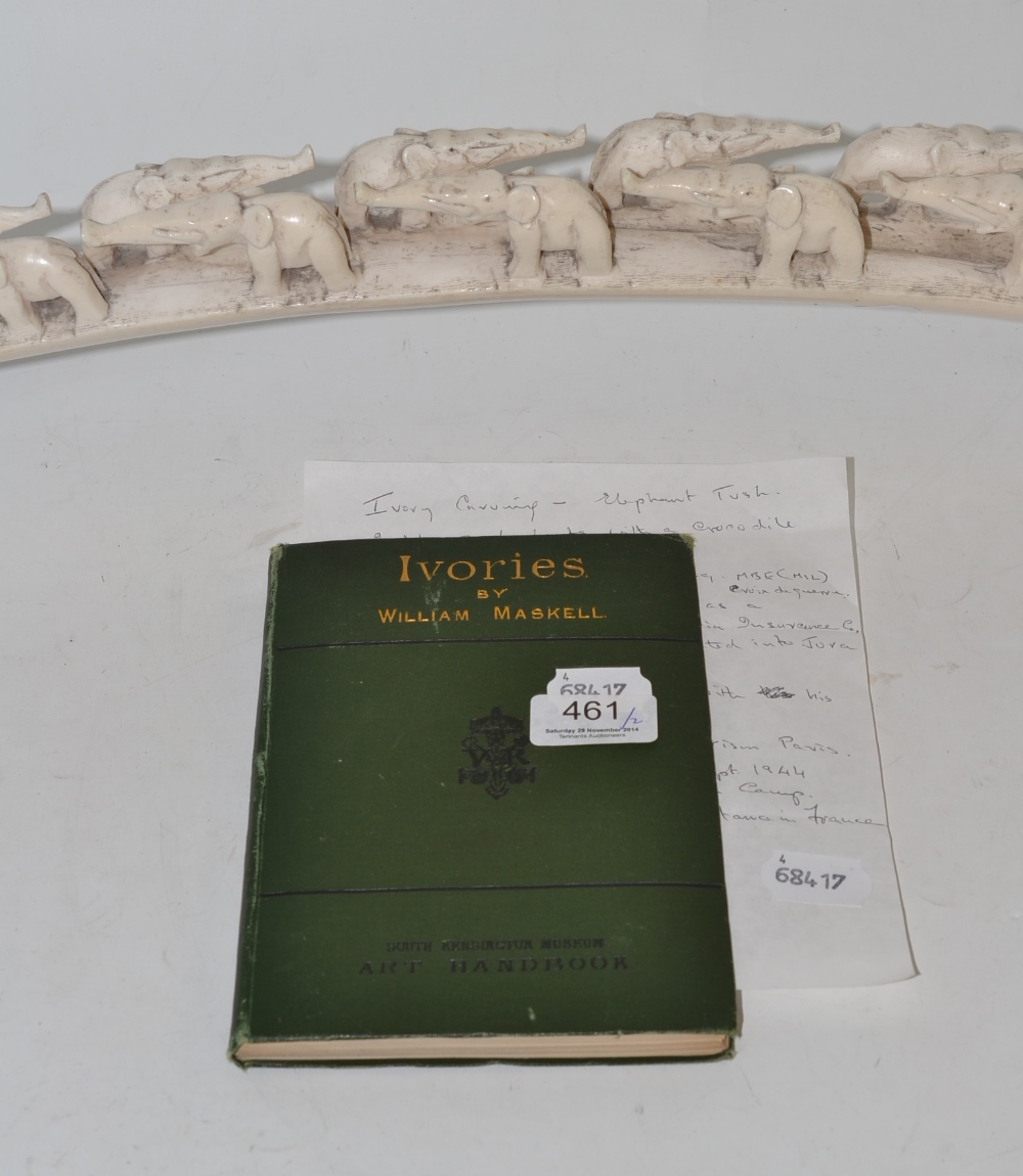 A pre-Second World War African ivory elephant bridge and a book ``Ivories`` by Wm Maskell and