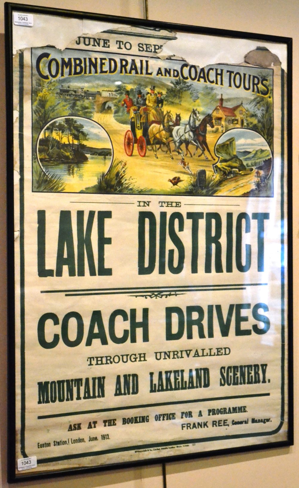 Combined Rail And Coach Tours In The Lake District Poster 25x34``,63x87cm with colour illustration