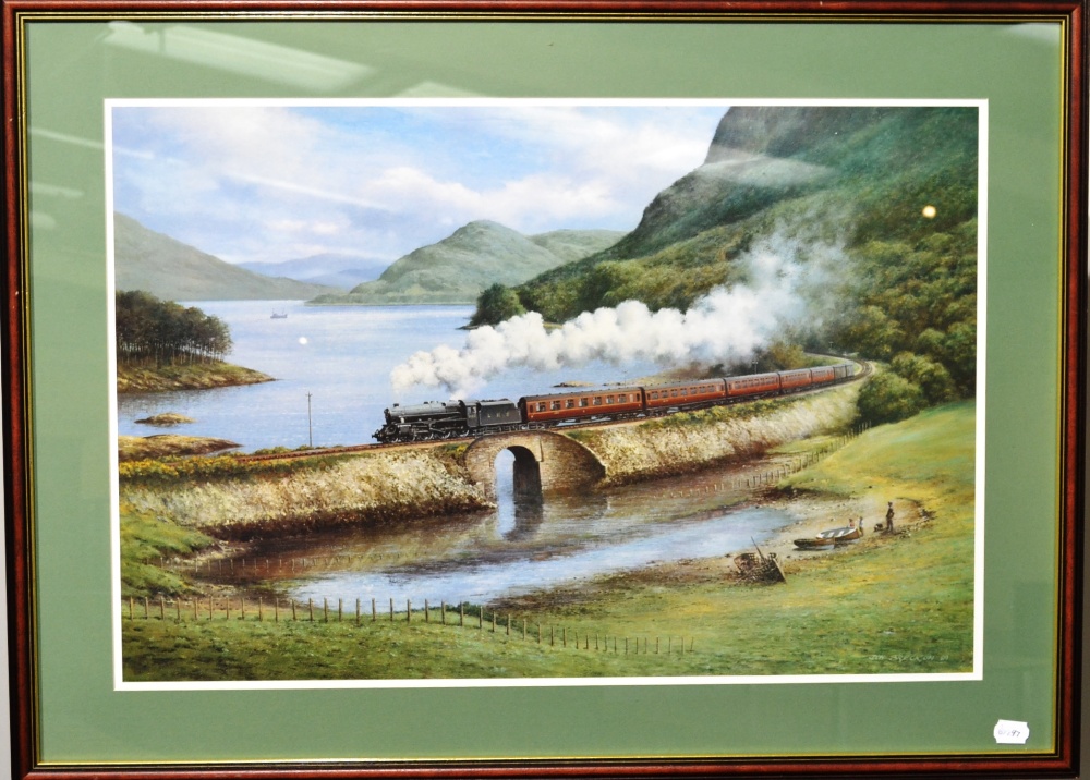 David Weston Print `Steam at Top Shed` (1984) signed by the artist and numbered 198/500 glazed and - Image 2 of 2