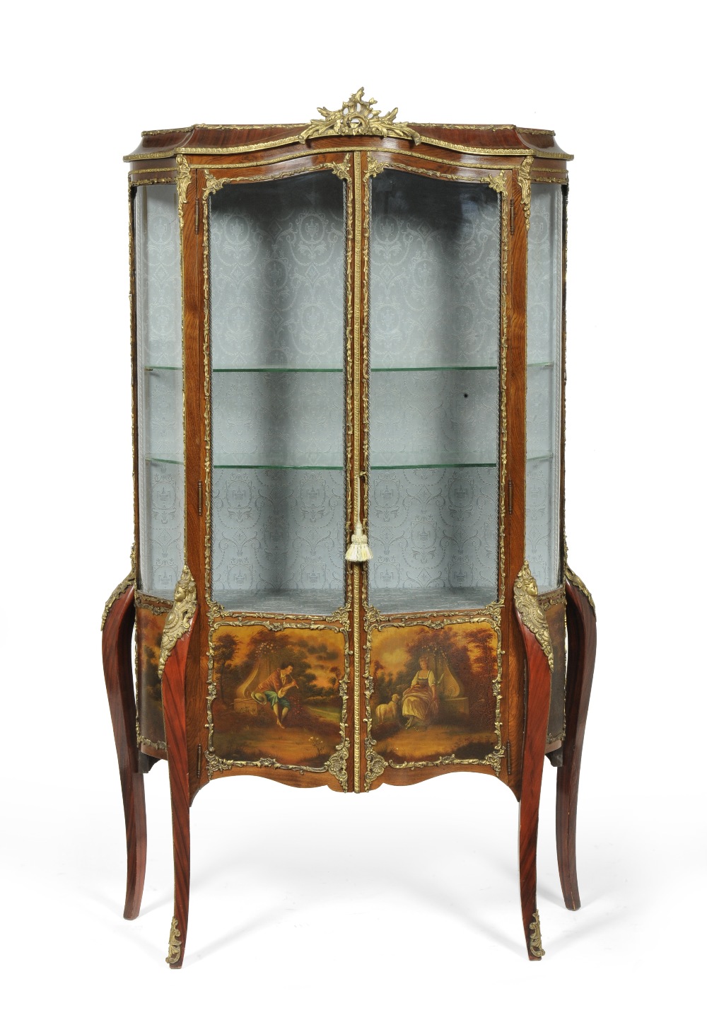 A Louis XV Style Rosewood and Gilt Metal Mounted Vitrine, early 20th century, the lower section