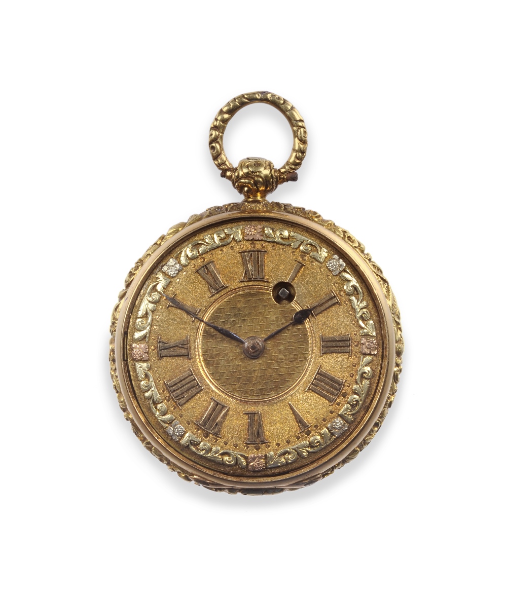 An 18ct Gold Pocket Watch, signed Bruce, Cranbourn Street, No.350, 1819, fusee lever movement,