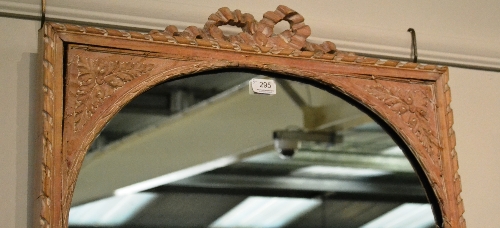 A Pair of Limed Oak Decorative Wall Mirrors, the rectangular arched mirror plates with leaf carved - Image 6 of 6