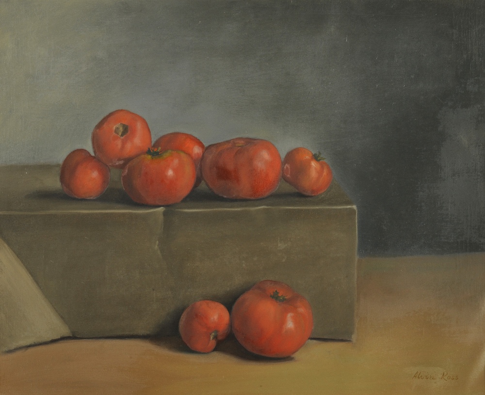Alvin Ross (20th century) American
"Garden Tomatoes"
Signed and dated 1965 verso, oil on canvas,