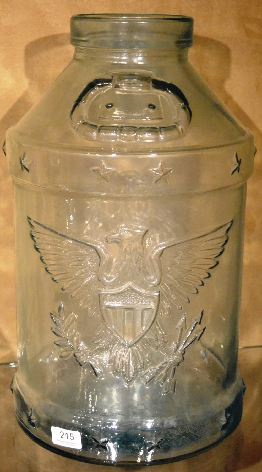 A Libbey Moulded Glass Milk Can, 48cm high, with original box