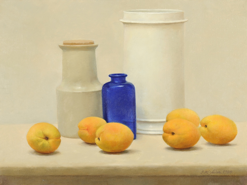 Charles W Yeiser (20th century) American
"Six Apricots"
Signed and dated 1984, oil on canvas, 30cm