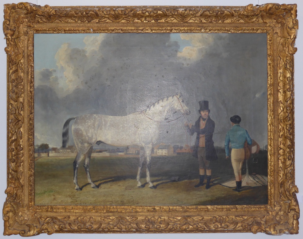 Attributed to John Frederick Herring Snr. (1795-1865) 
Gentleman holding the reins of a grey horse - Image 8 of 9