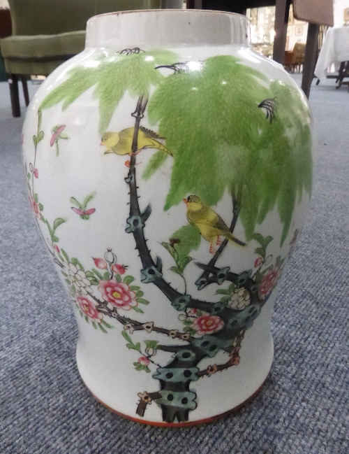 A Pair of Chinese Porcelain Baluster Jars and Matched Covers, 19th century, painted in famille - Image 5 of 17