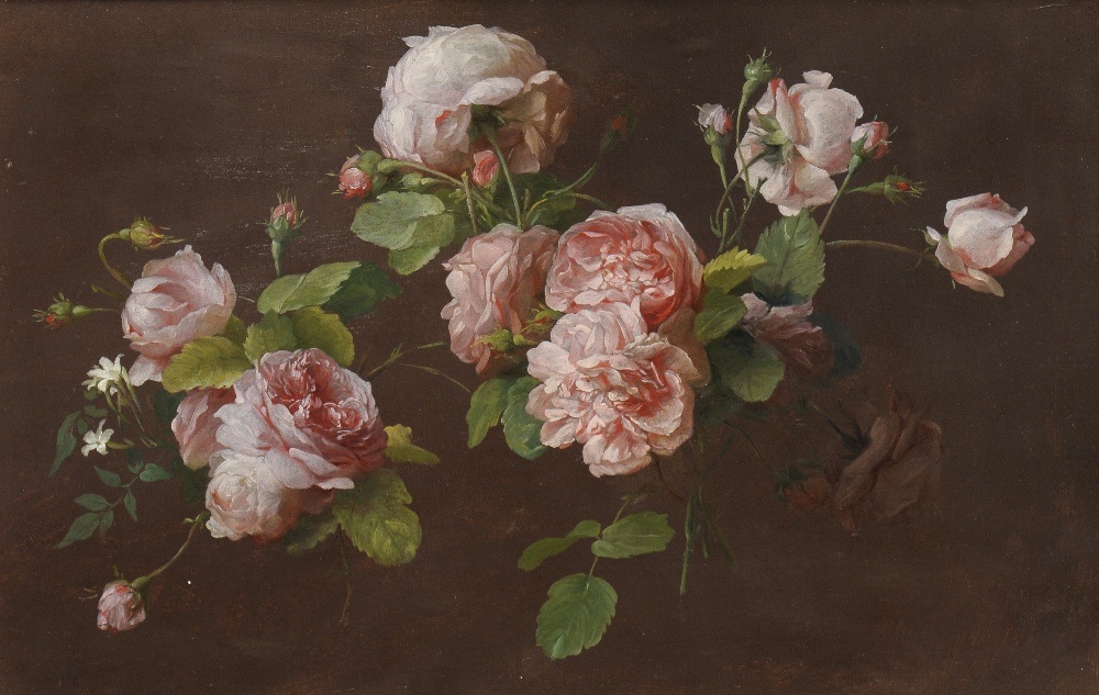 Attributed to Anne Vallayer Coster (1744-1818) French
Still life of pink roses and white jasmine - Image 2 of 3