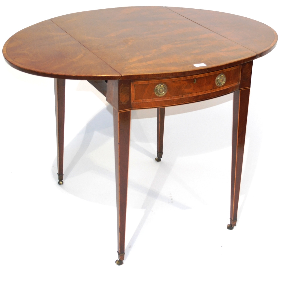 A George III Satinwood, Tulipwood and Rosewood Crossbanded Pembroke Table, late 18th century, with