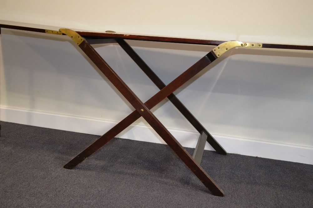 An Unusual Mahogany Folding Campaign Table, late 19th/early 20th century, of rectangular form with - Image 7 of 12