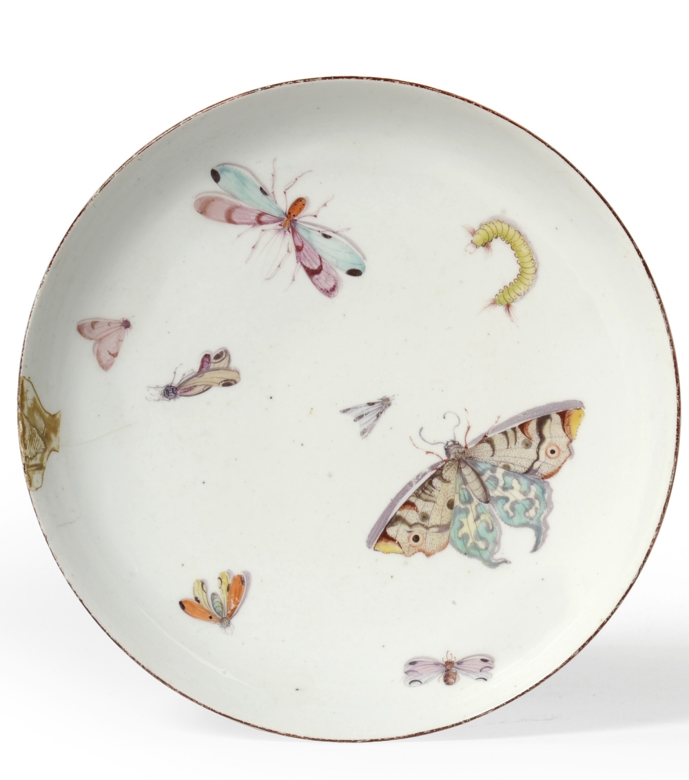 A Chelsea Porcelain Saucer Dish, en suite to the preceding lot, 21cm diameter See illustration