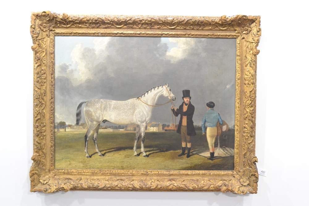Attributed to John Frederick Herring Snr. (1795-1865) 
Gentleman holding the reins of a grey horse - Image 2 of 9