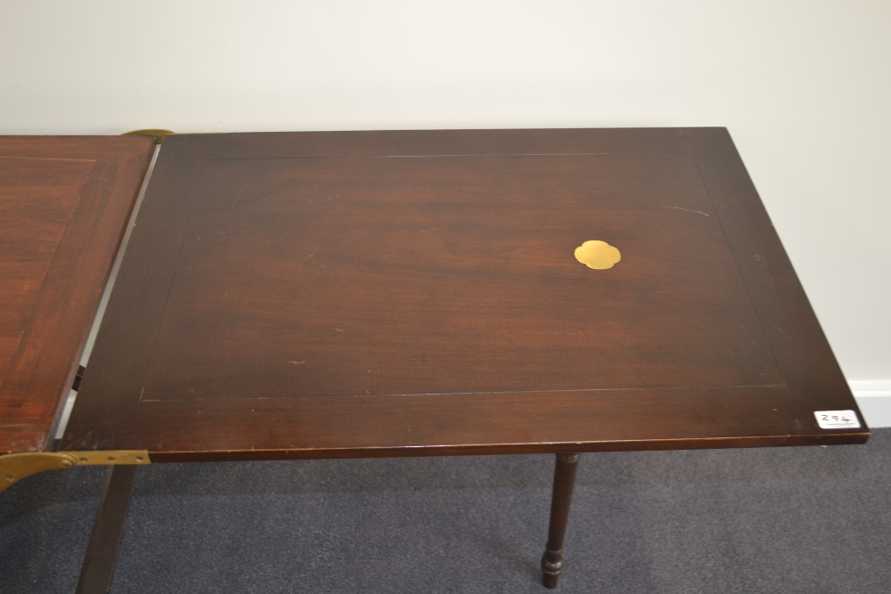 An Unusual Mahogany Folding Campaign Table, late 19th/early 20th century, of rectangular form with - Image 6 of 12