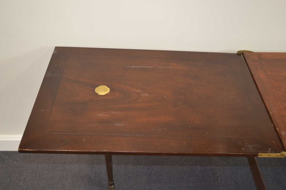 An Unusual Mahogany Folding Campaign Table, late 19th/early 20th century, of rectangular form with - Image 2 of 12