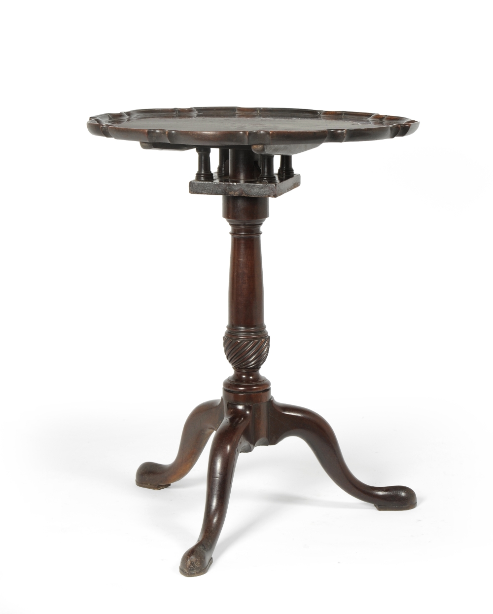 A George III Design Tripod Table, the tilt-top with moulded pie crust edge above a birdcage