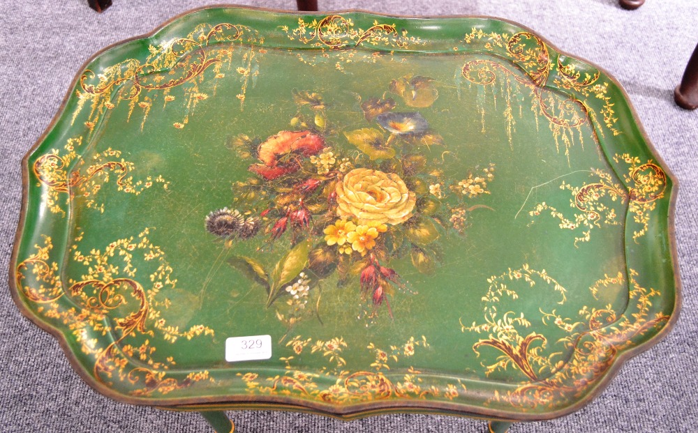 A Victorian Papier Mâché and Polychrome Decorated Tray, stamped Jennens & Bettridges, London, mid - Image 6 of 6