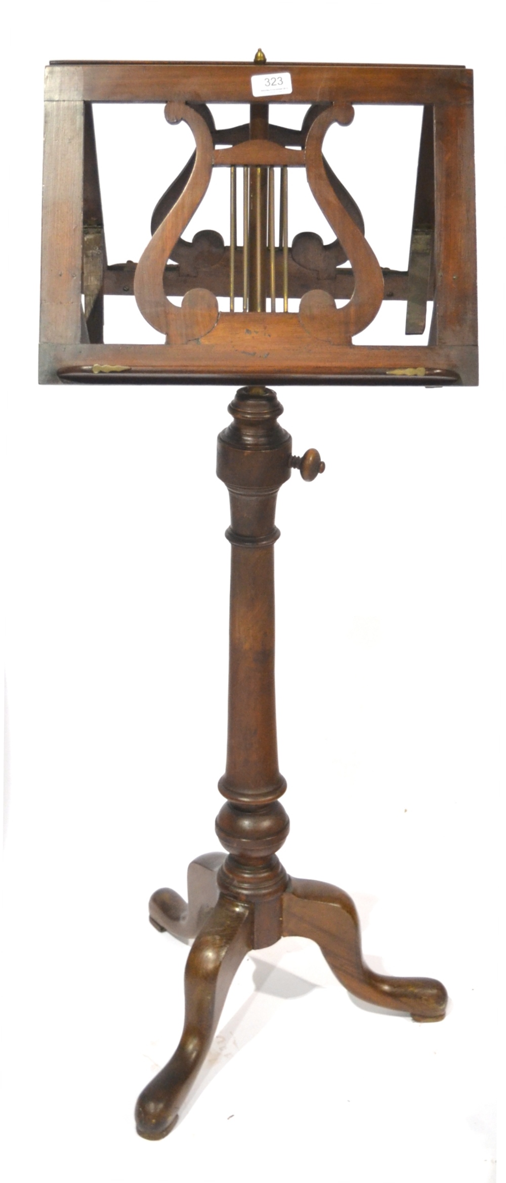 A Victorian Mahogany Duet Stand, 19th century and later, with lyre shaped pivoting music stands