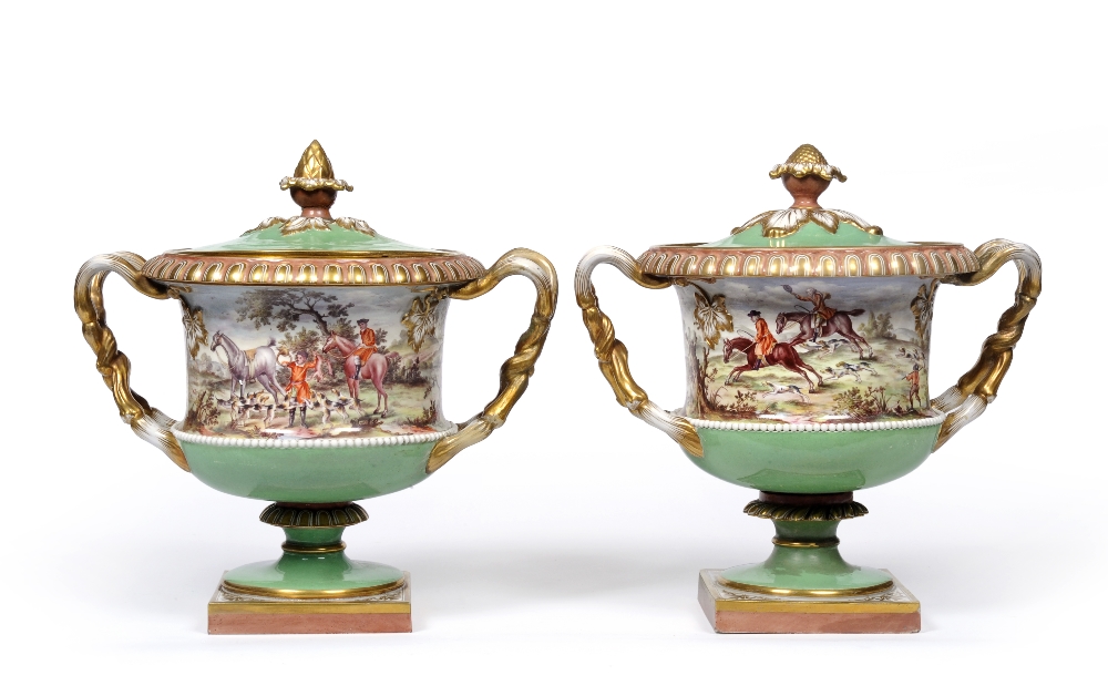 A Pair of Flight, Barr & Barr Worcester Porcelain Vases and Covers, circa 1820, of Warwick Vase