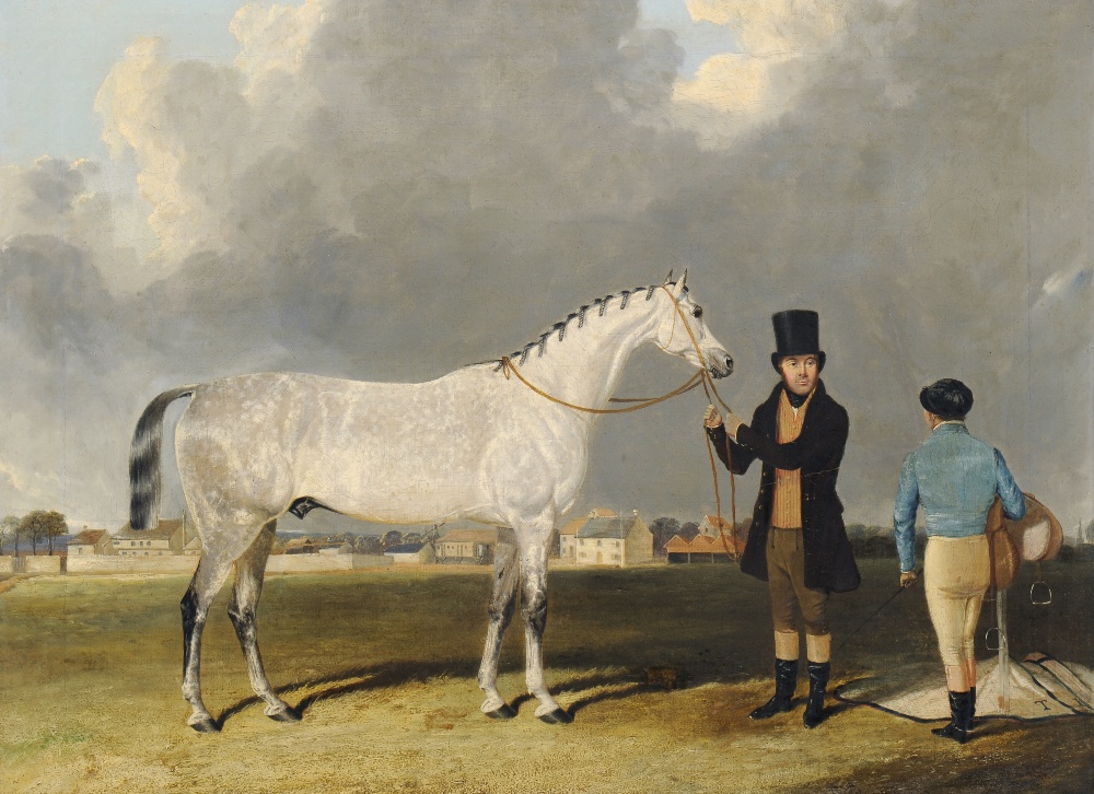 Attributed to John Frederick Herring Snr. (1795-1865) 
Gentleman holding the reins of a grey horse