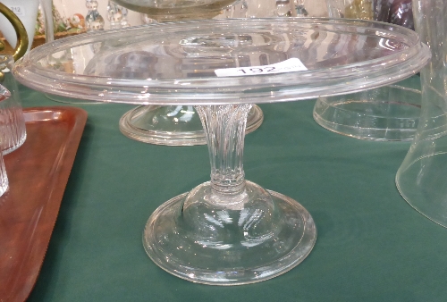 A Glass Tazza, mid 18th century, the circular plateau on a panelled baluster stem and folded foot, - Image 6 of 7