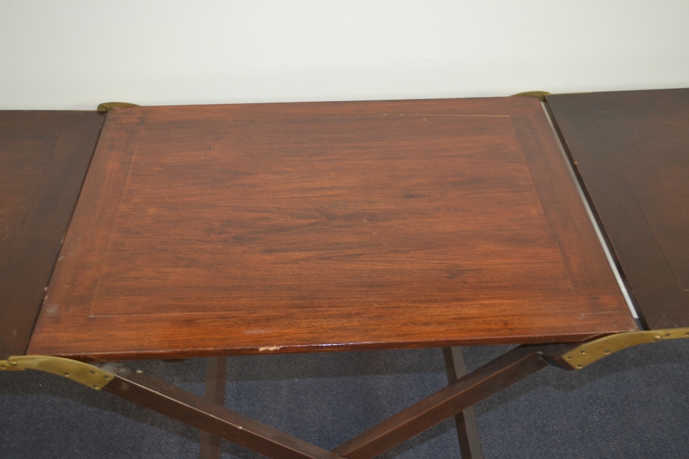 An Unusual Mahogany Folding Campaign Table, late 19th/early 20th century, of rectangular form with - Image 5 of 12