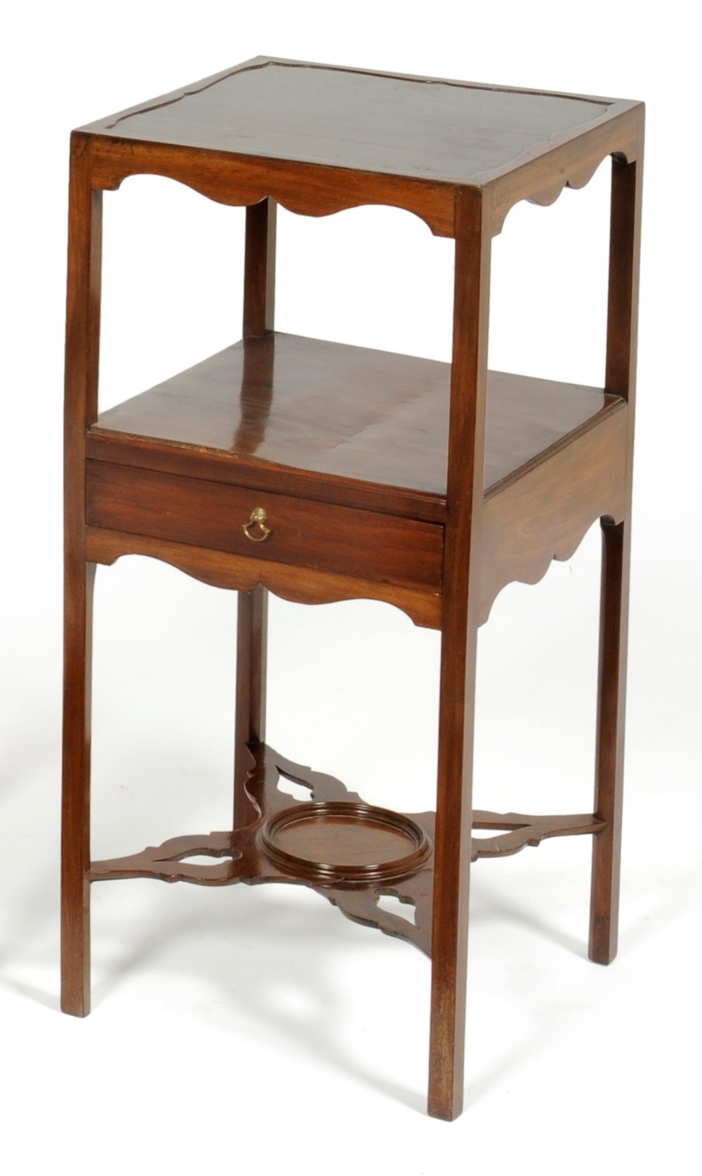 A George III Mahogany Two-Tier Washstand, early 19th century, with single frieze drawer, raised on - Image 2 of 2