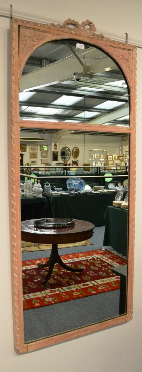 A Pair of Limed Oak Decorative Wall Mirrors, the rectangular arched mirror plates with leaf carved - Image 5 of 6