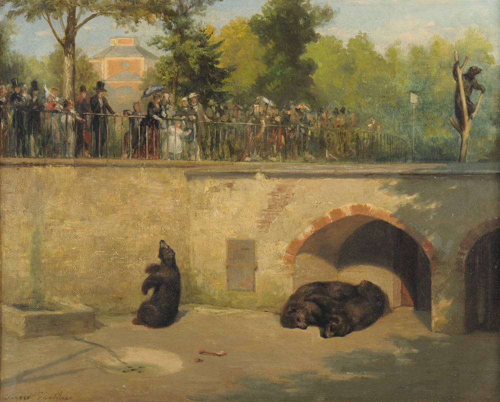 Pierre Vauthier (1845-1916) French 
"The Bear Pit, Berne"
Signed, oil on canvas, 31.5cm by 39.5cm