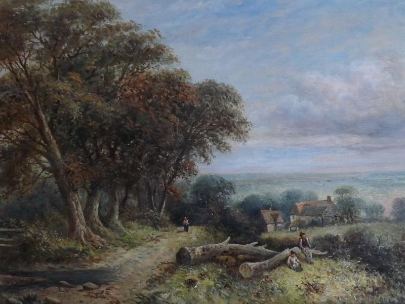 J Barelay - an early 20th century oil on canvas depicting a Surrey Lane near Leatherhead, Surrey